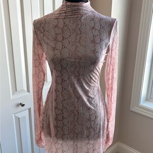 SKIMS Pink Sheer Snake-print Long Skeeved Tunic